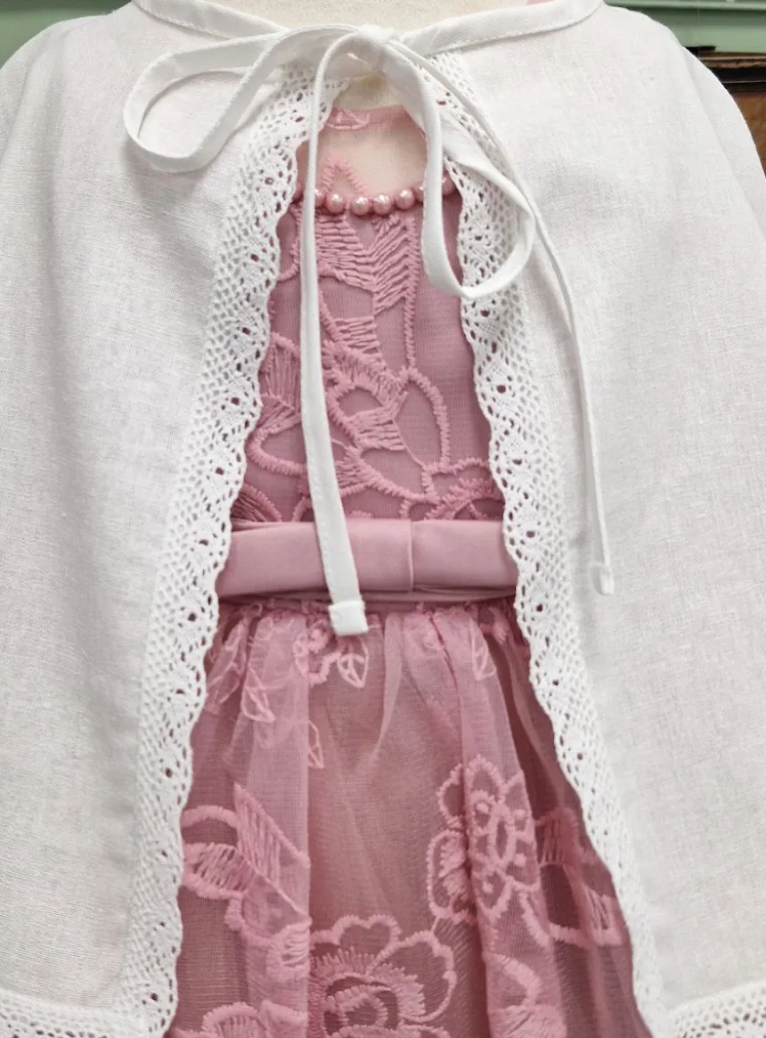 Cape courte de baptême lin vintage bébé et petites filles