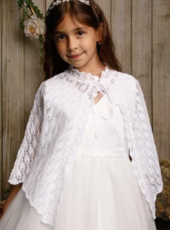 Cape crochet blanche bébé et fille
