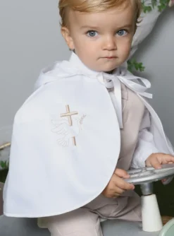 Cape de baptême blanche en satin avec capuche Blanc bébé