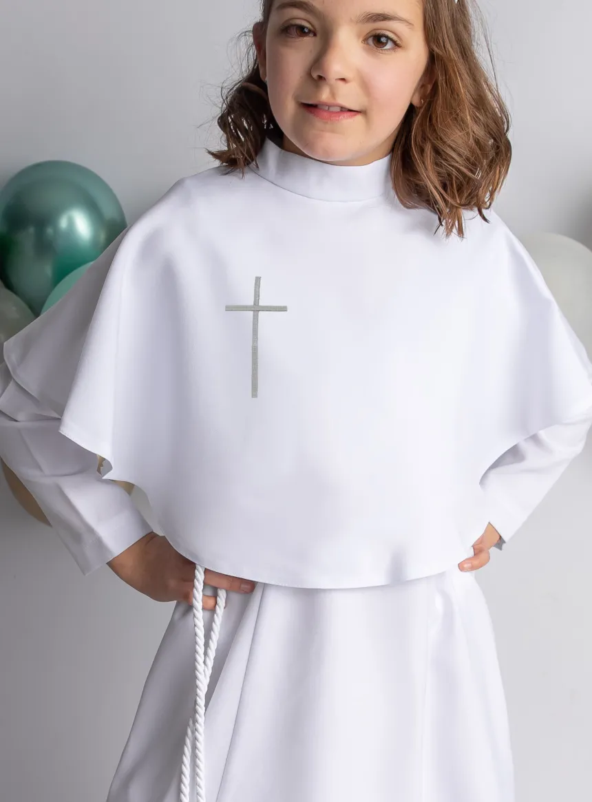 Cape de communion pour aube broderie Croix simple