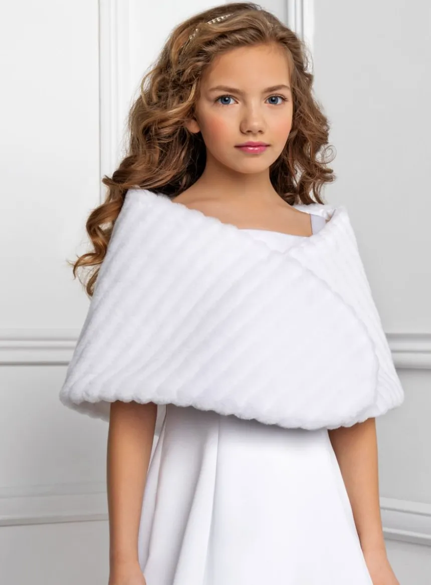Cape enfant en fausse fourrure côtelé