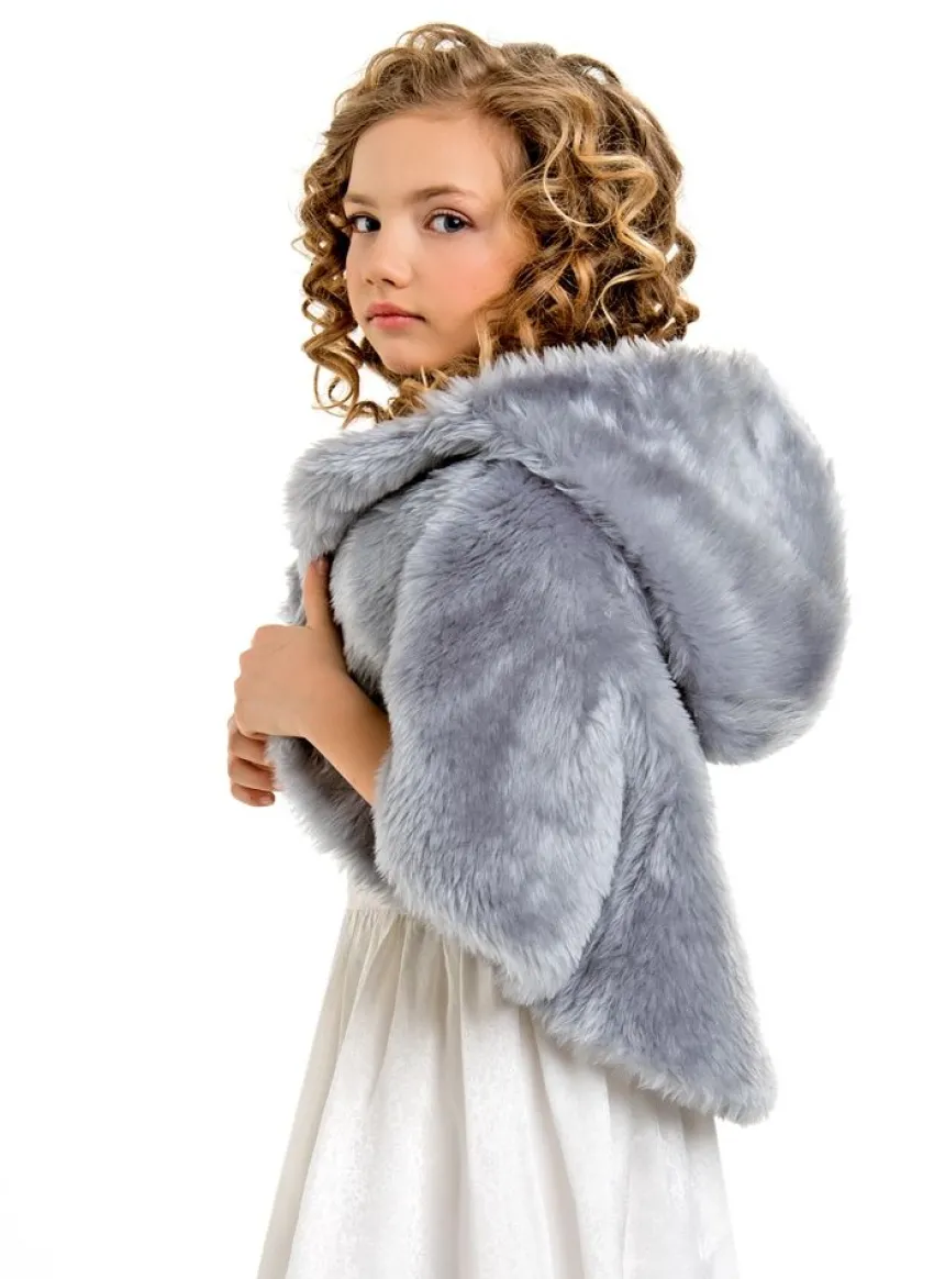 Cape fausse fourrure enfant avec capuche