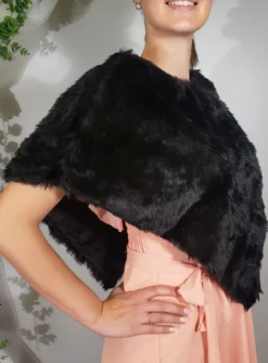 Cape fausse fourrure femme noir femme