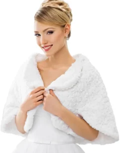 Cape femme fausse fourrure effet fleurs