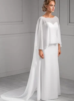 Cape longue de mariage en mousseline