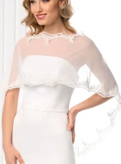 Cape mariage mousseline et dentelle