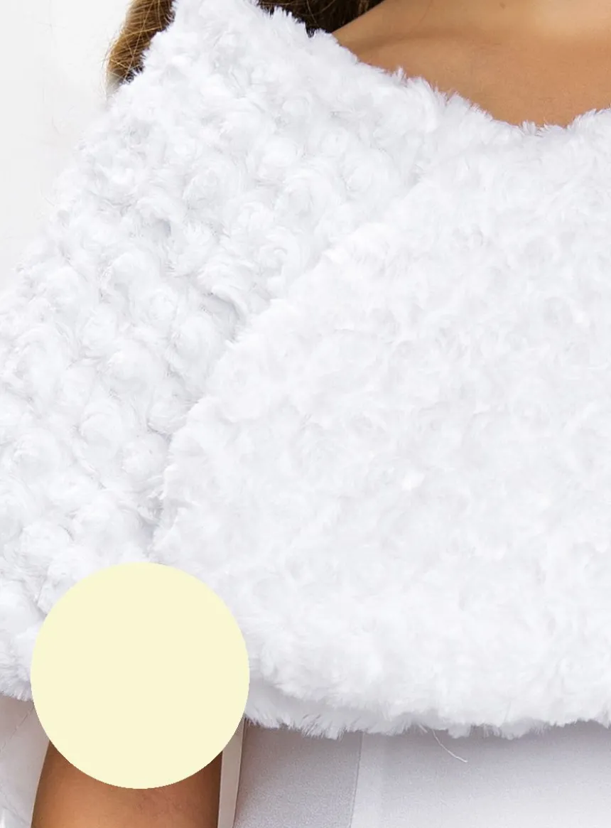 Cape petite fille fausse fourrure en fleurs