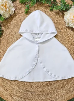 Cape polaire blanche pour baptême bébé