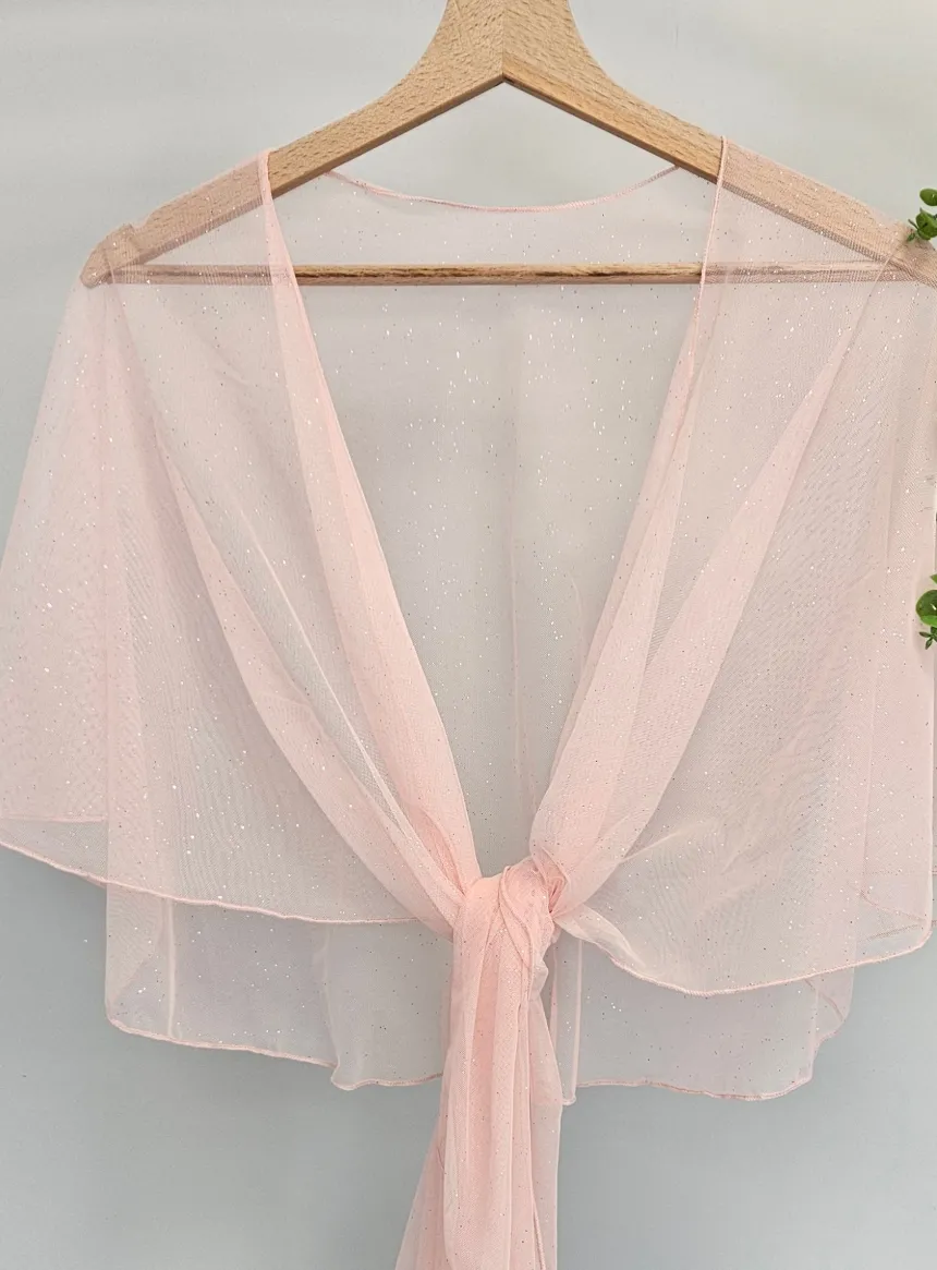 Cape étole pour femme mousseline pailletée