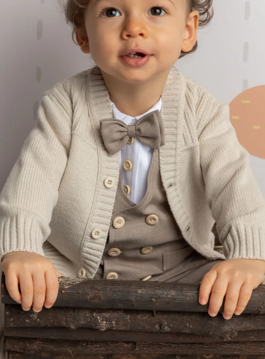 Cardigan bébé garçon beige en maille