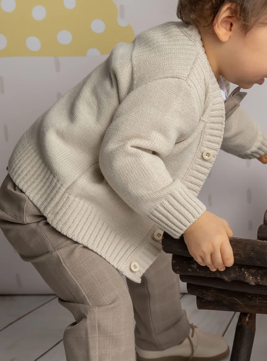 Cardigan bébé garçon beige en maille