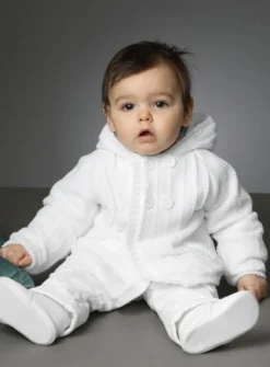 Cardigan blanc doublé coton pour bébé et petit garçon