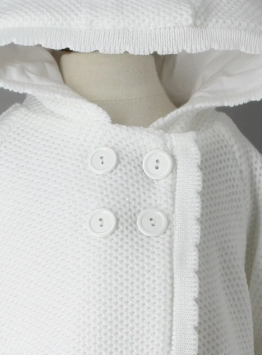 Cardigan blanc tricoté doublé coton
