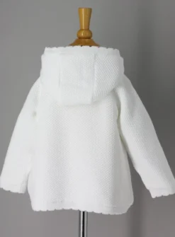 Cardigan blanc tricoté doublé coton