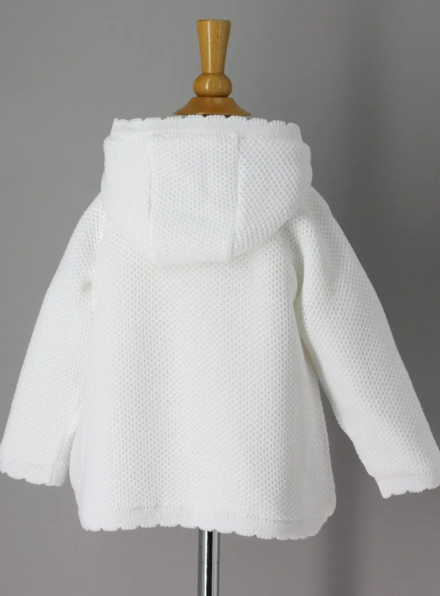 Cardigan blanc tricoté doublé coton