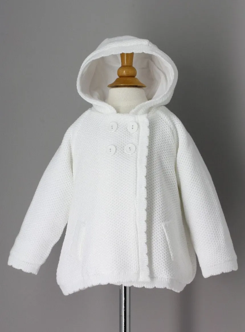 Cardigan blanc tricoté doublé coton