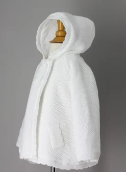 Cardigan blanc tricoté doublé coton