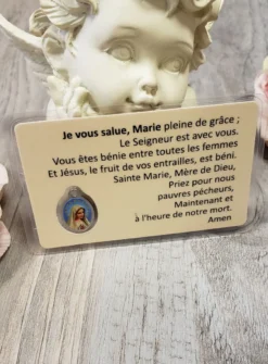 Carte de Prière avec médaille la Vierge Marie Beige