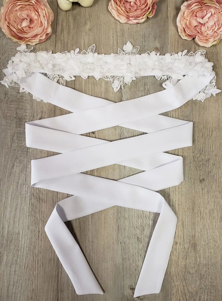 Ceinture composition florale - Collection Création Blanc
