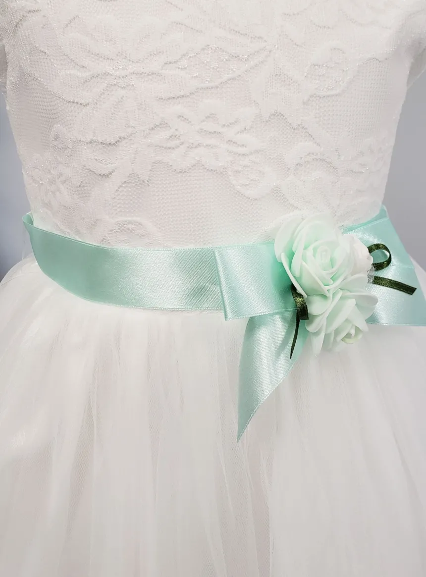 Ceinture cortège satin et fleur