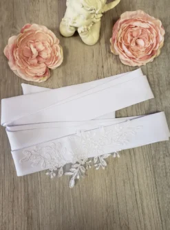 Ceinture dentelle large - Collection Création Blanc