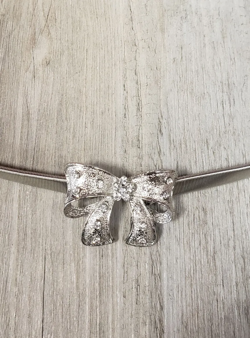 Ceinture femme argent noeud strass Gris argent
