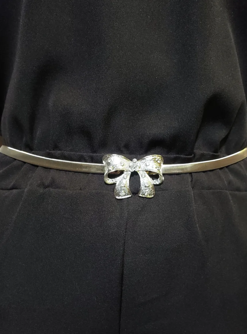 Ceinture femme argent noeud strass Gris argent