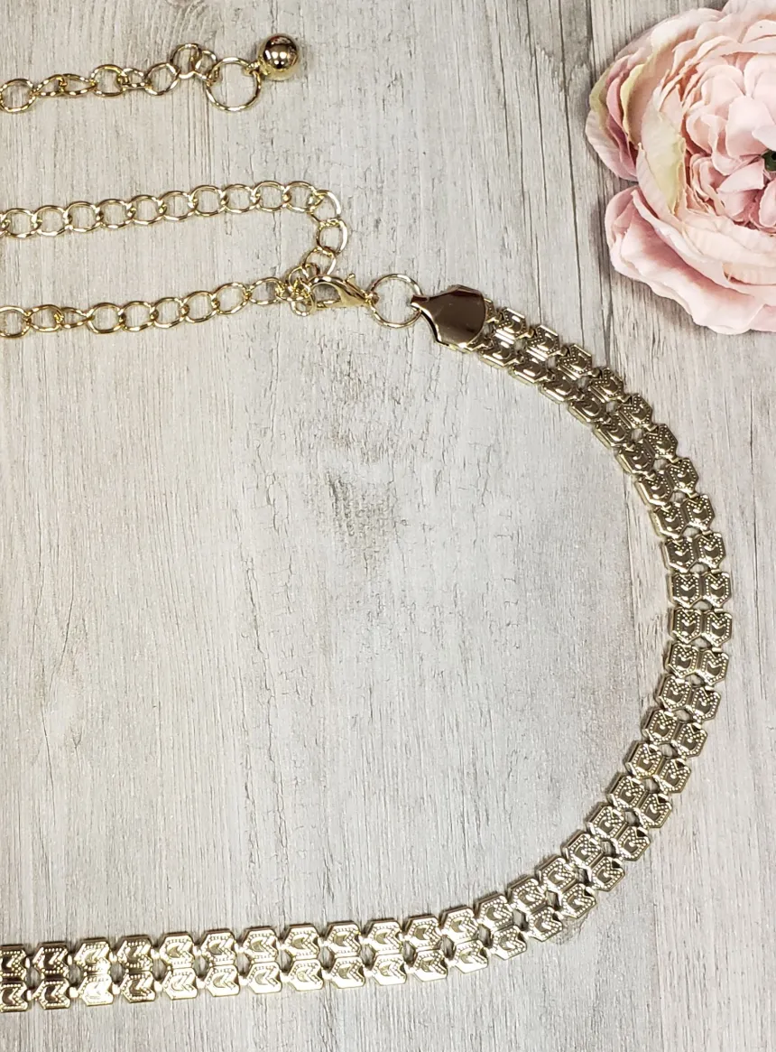 Ceinture femme en métal avec chainette Or