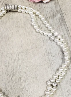 Ceinture femme perles et strass Ivoire - Ecru