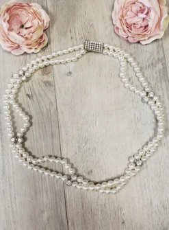 Ceinture femme perles et strass Ivoire - Ecru