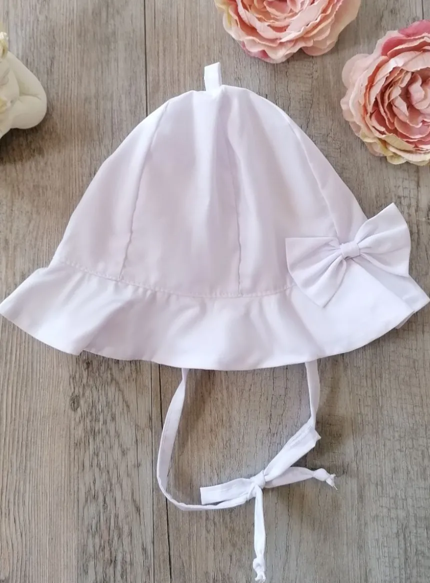 Chapeau bébé fille coton blanc