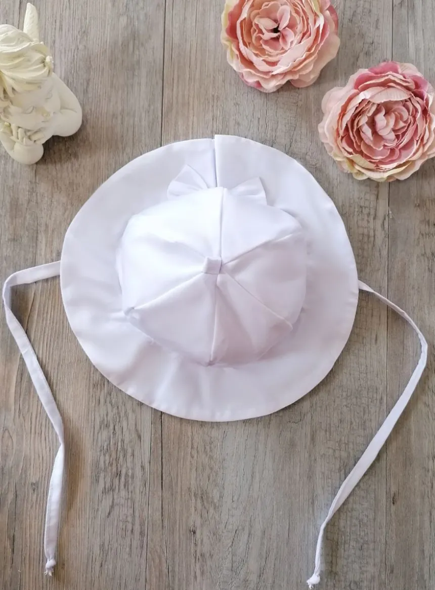 Chapeau bébé fille coton blanc