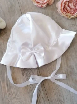 Chapeau bébé fille satin blanc