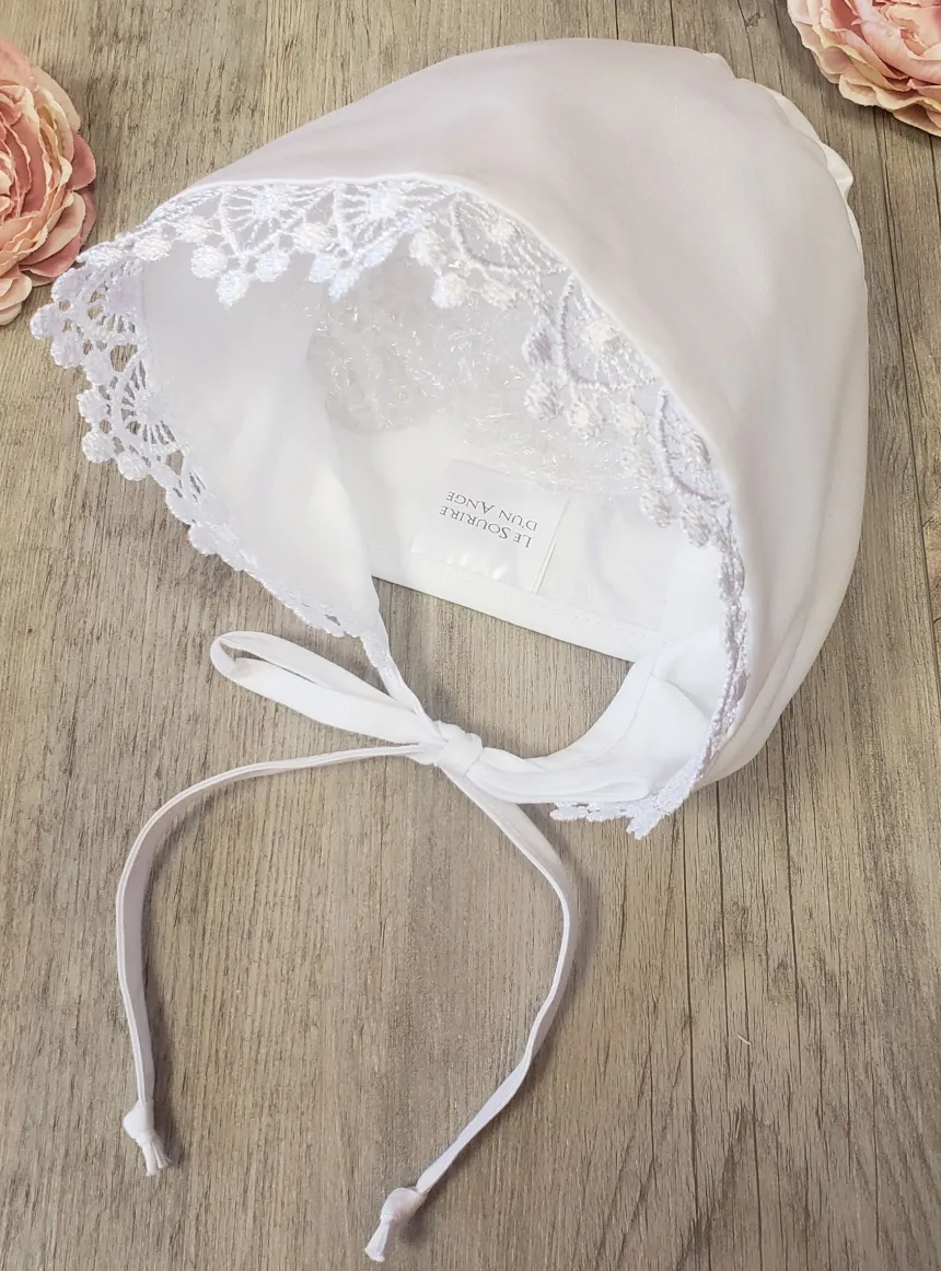 Chapeau Béguin bébé fille baptême Iris