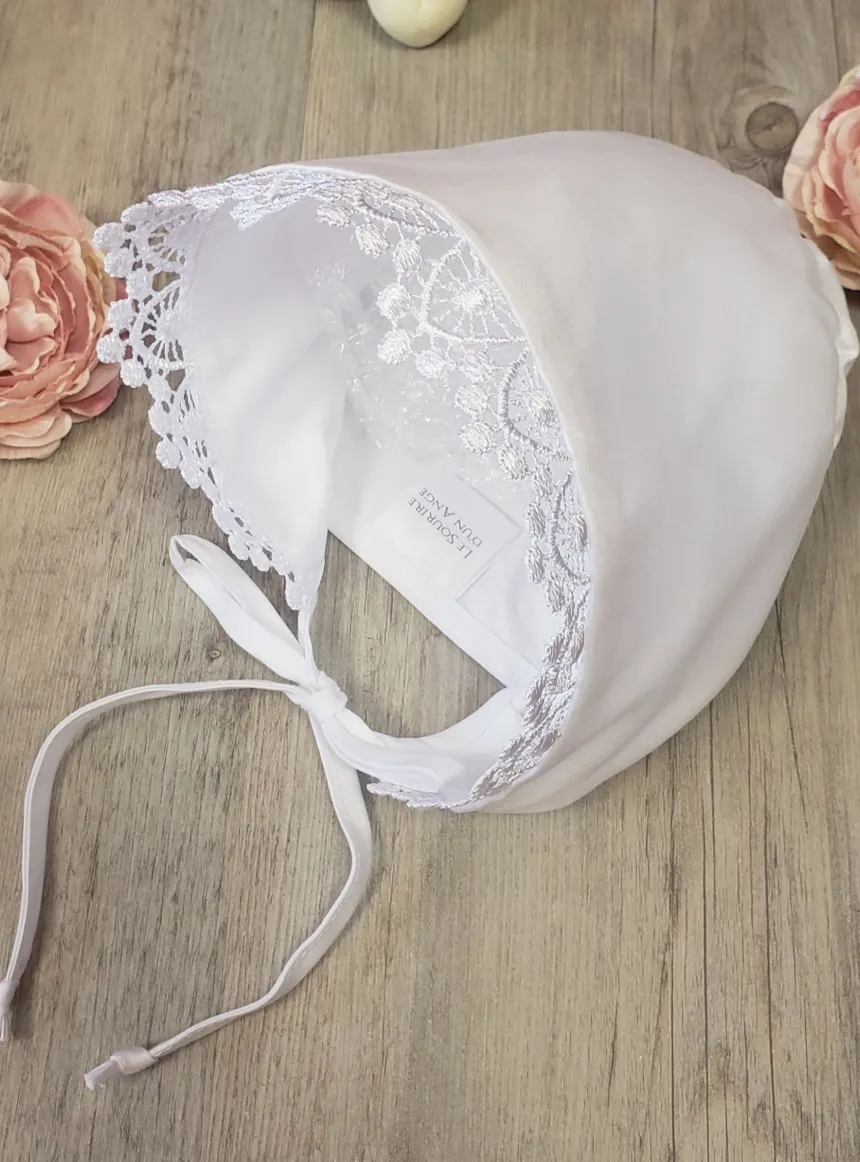Chapeau Béguin bébé fille baptême Iris