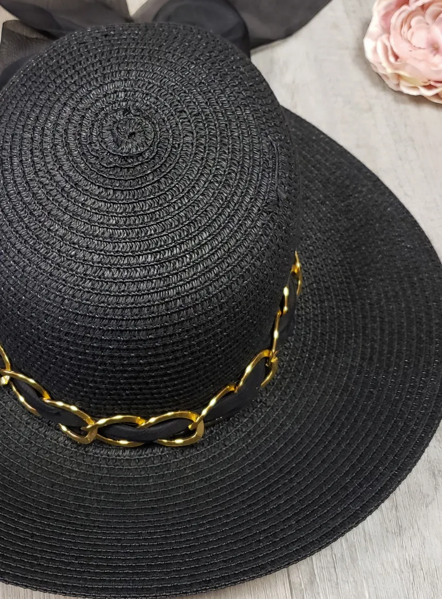 Chapeau femme ruban et bijou
