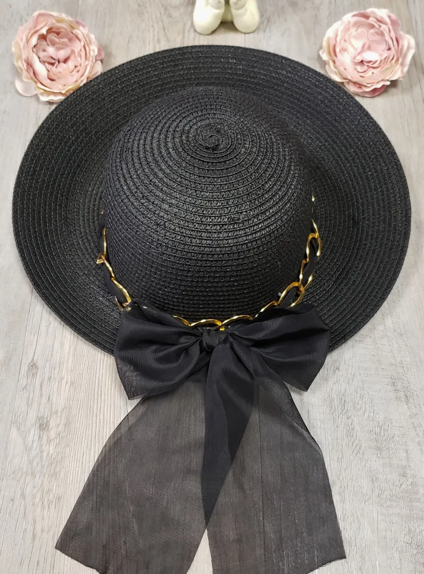 Chapeau femme ruban et bijou