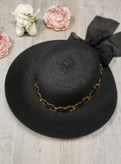 Chapeau femme ruban et bijou