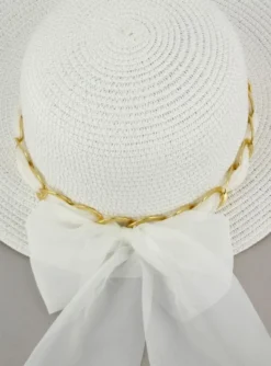 Chapeau femme ruban et bijou