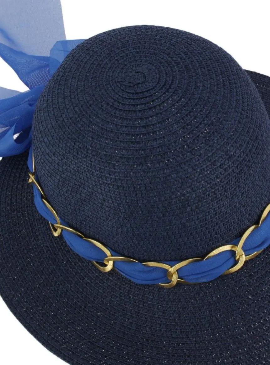 Chapeau femme ruban et bijou