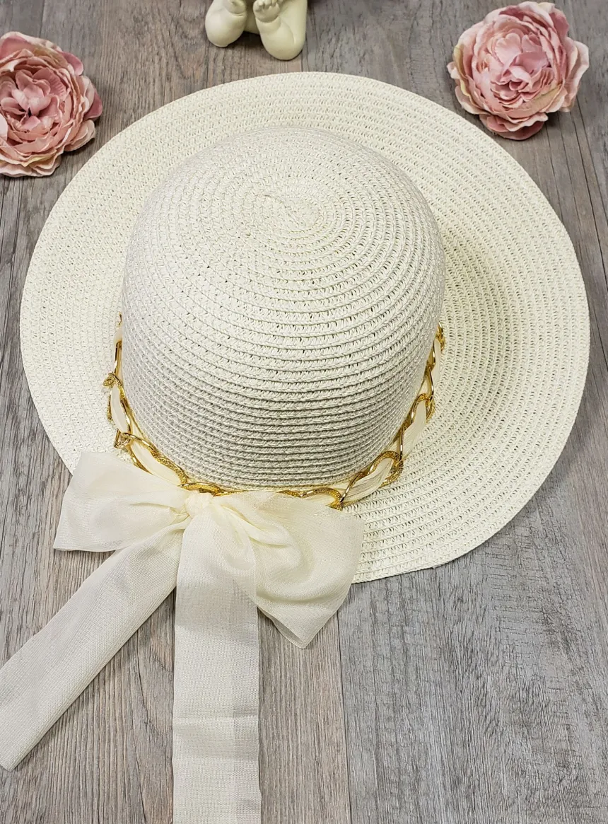 Chapeau femme ruban et bijou