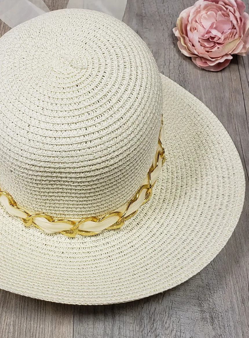 Chapeau femme ruban et bijou