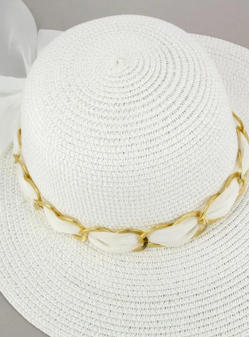 Chapeau femme ruban et bijou