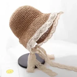 Chapeau mariage enfant paille et dentelle