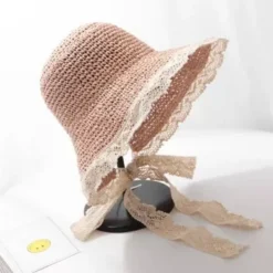 Chapeau mariage enfant paille et dentelle