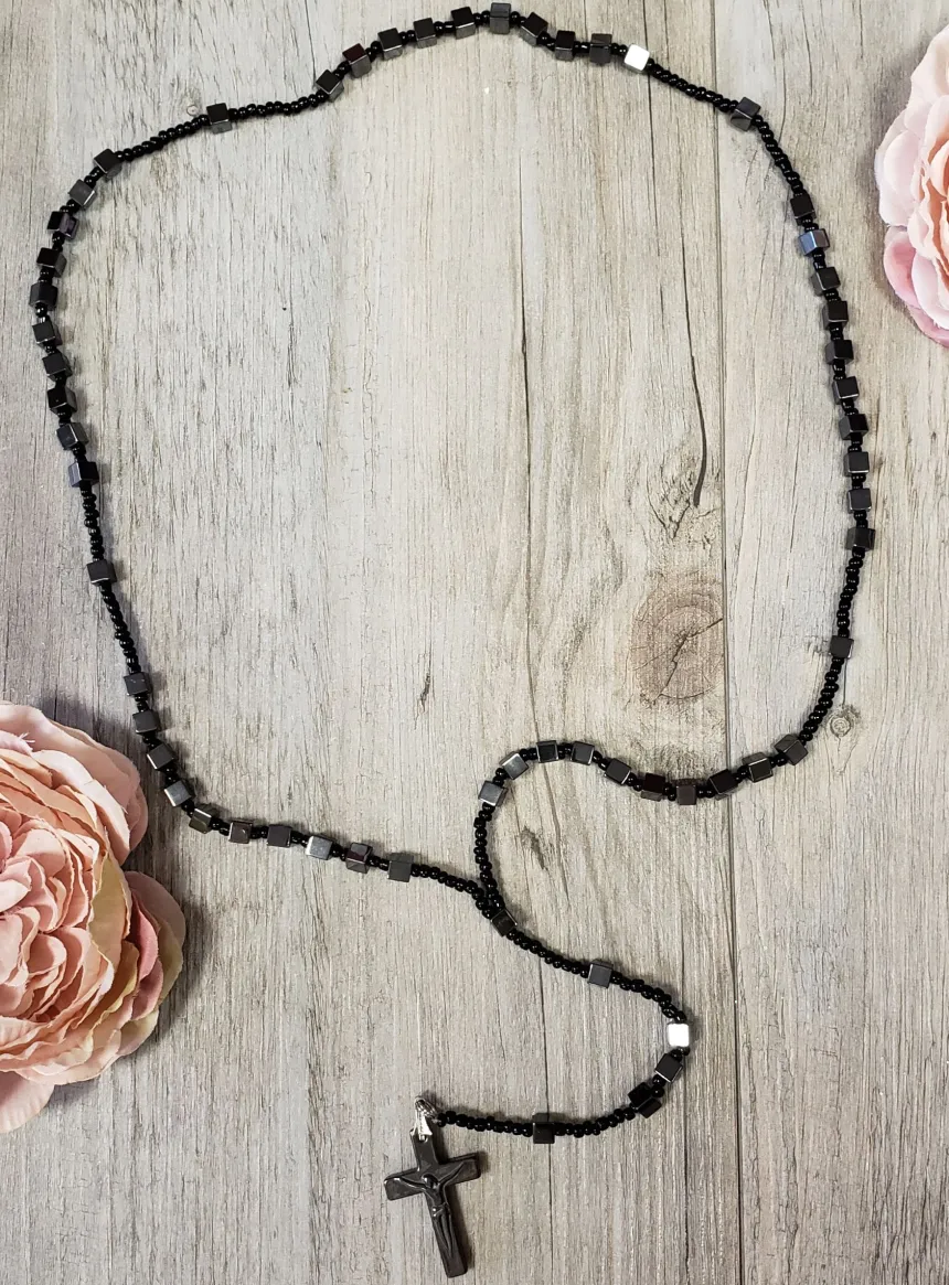 Chapelet bijou perles noires Noir