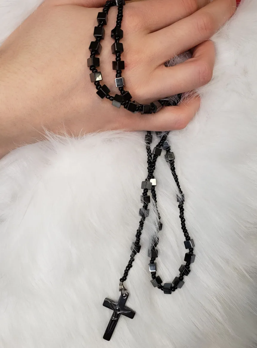 Chapelet bijou perles noires Noir
