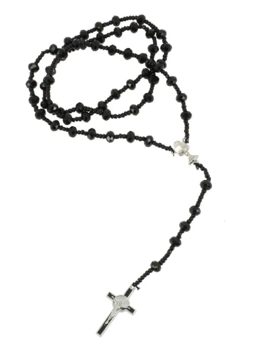 Chapelet noir perles et croix Noir