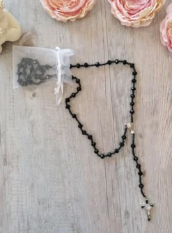 Chapelet noir perles et croix Noir
