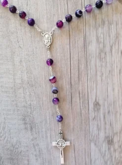 Chapelet perles Agate véritable Violet